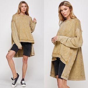High Low Swing Sweatshirt in Moss